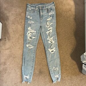 Distressed American Eagle Light Blue Jeans
